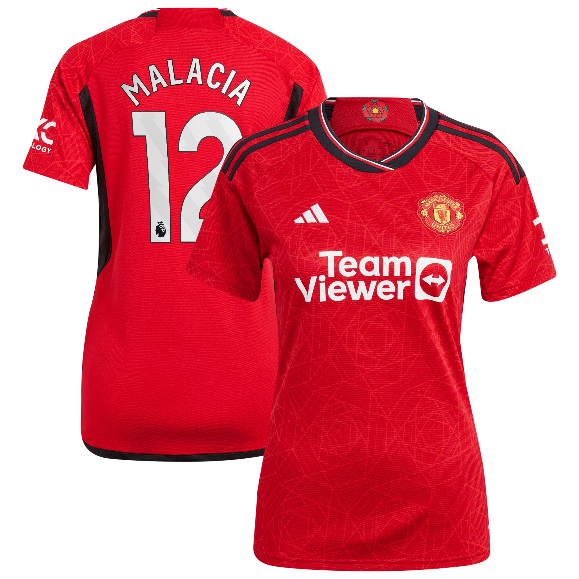 Tyrell Malacia Manchester United Women's 2023/24 Home Replica Player Jersey – Red