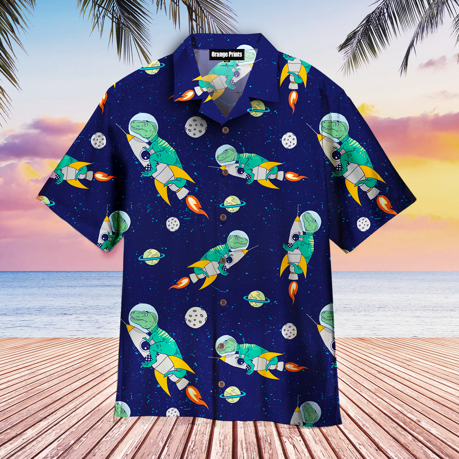 Astronaut Dinosaur In Space Aloha Hawaii Shirts For Men Women Ha1365