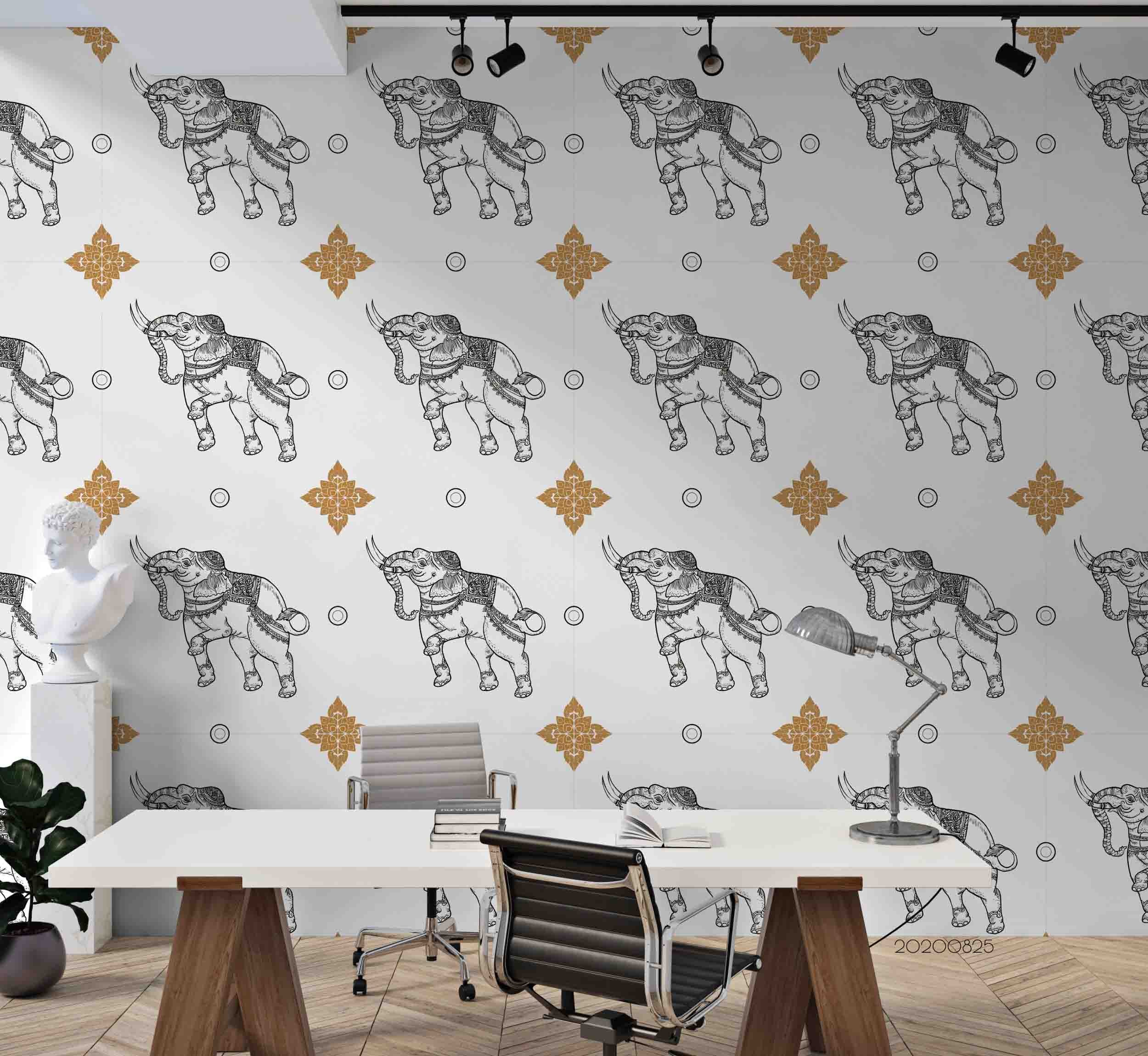 3D Hand Drawn Grey Animals Wall Mural Wallpaper Lqh 86