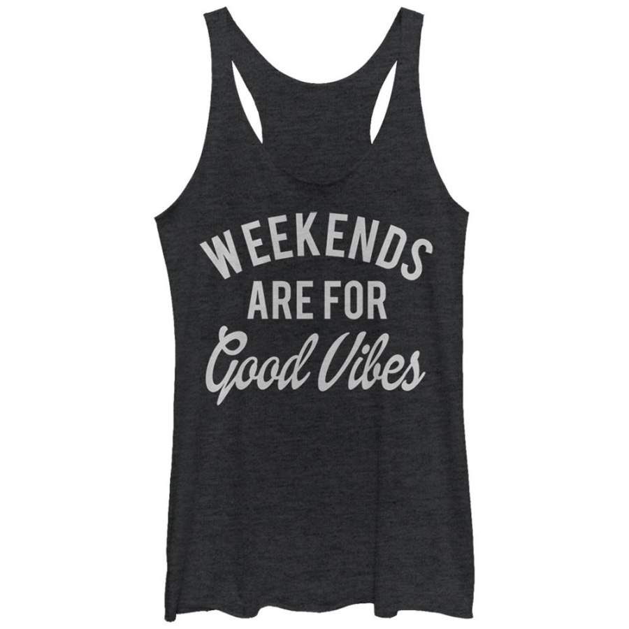 CHIN UP Women’s Weekends are for Good Vibes  Racerback Tank Black Heather