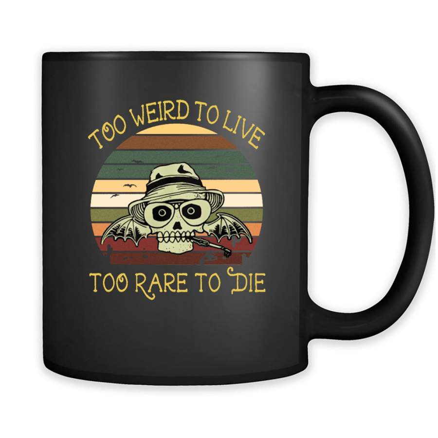 Too Weird To Live Too Rare To Die Skull Classic Vintage Retro Design – Full-Wrap Coffee Black Mug