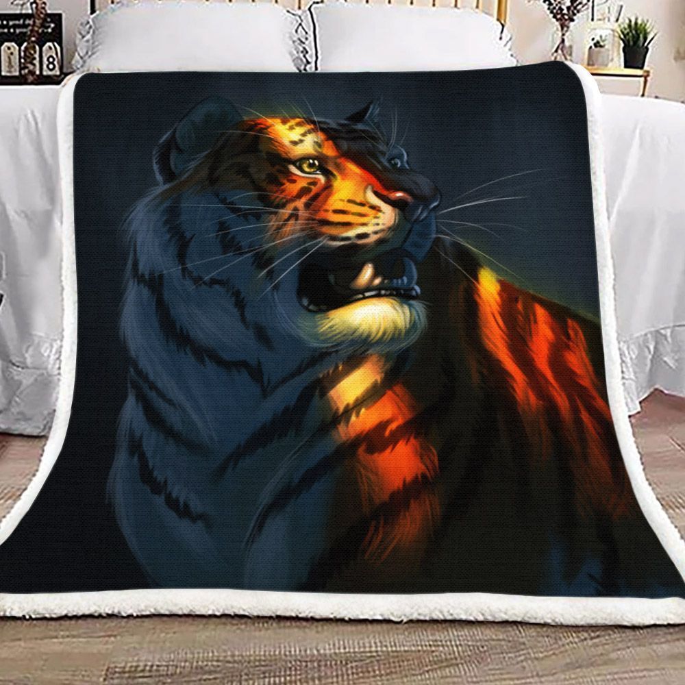 Tiger Sherpa Fleece Blanket Yk