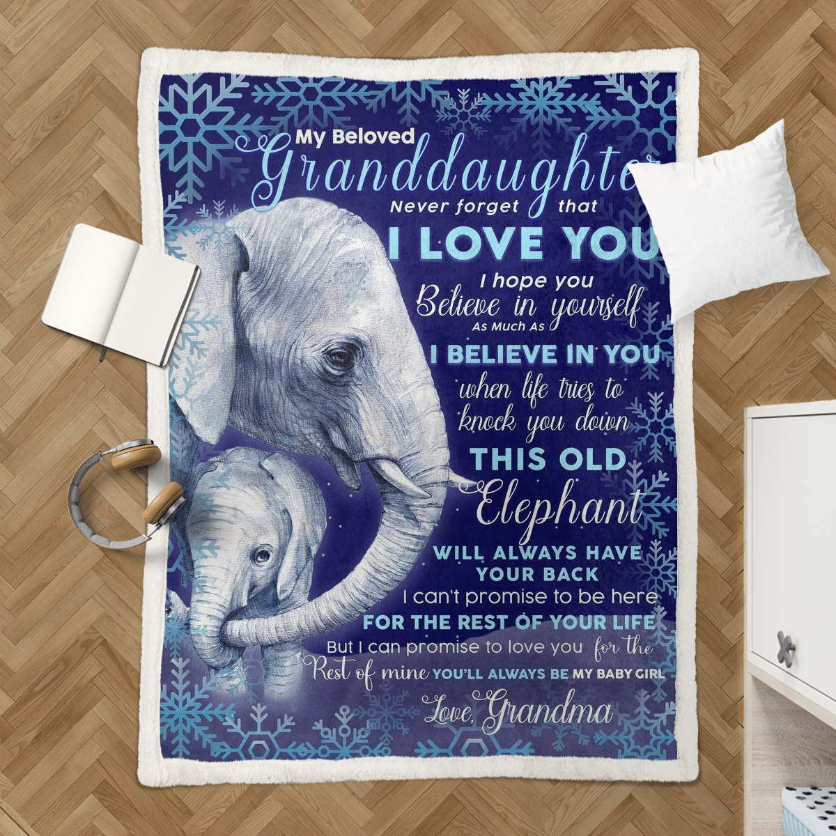 Granddaughter Elephant Christmas – Blanket – BL10008