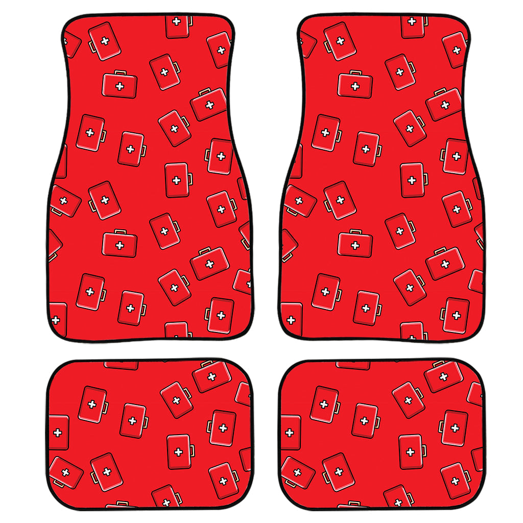 Paramedic First Aid Kit Pattern Print Front And Back Car Floor Mats, Front Car Mat