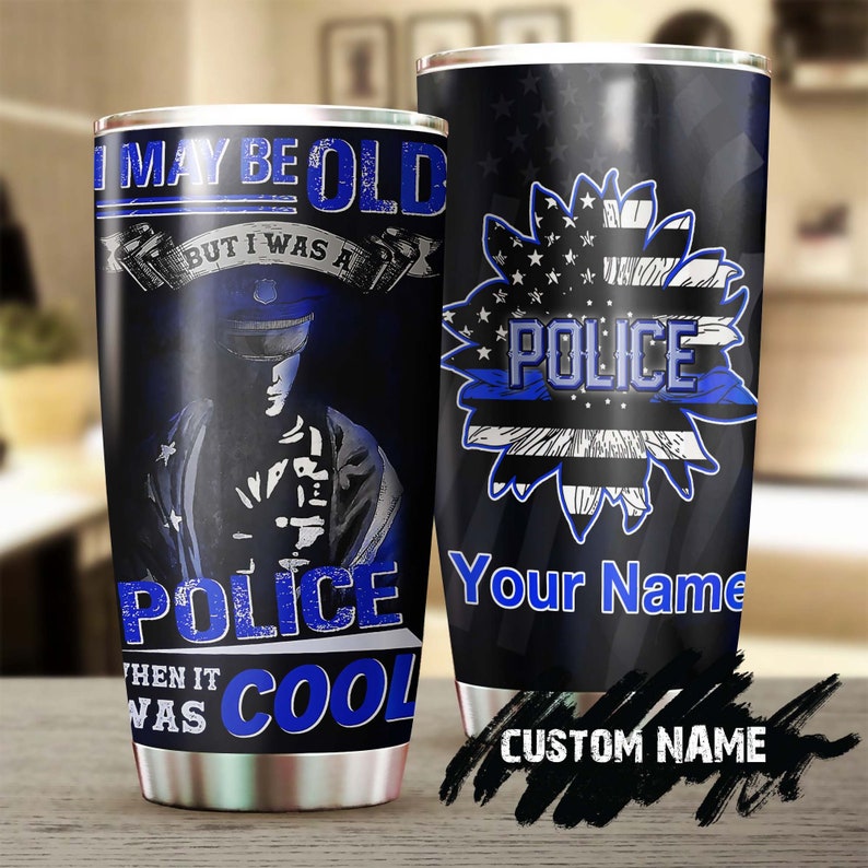 Retired Police Grumpy Old Cop Personalized Tumbler-Police Tumbler-Birthday Christmas Gift For Dad Grandpa Police- Present For Police Friend