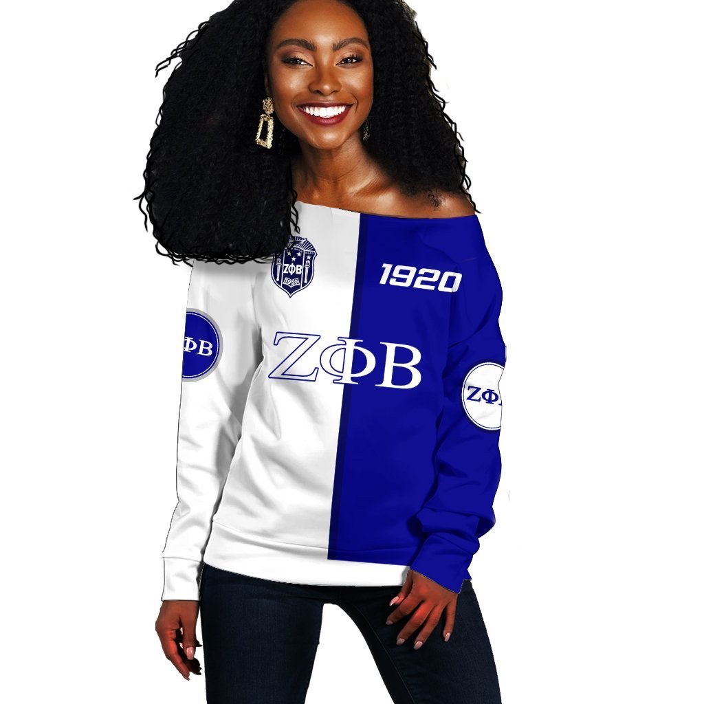 Sorority Sweatshirt – Zeta Phi Beta Women Off Shoulder – Cycle Style