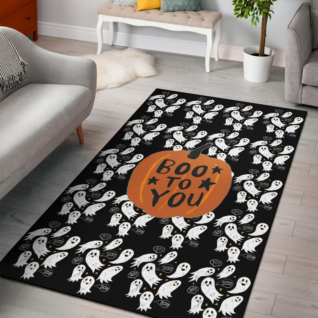 Halloween Area Rug | Boo To You Cute Flying Ghost Patterns Rugs Home Decor