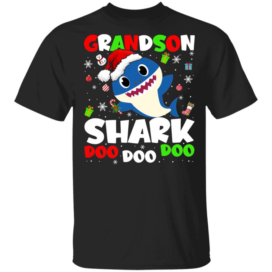 Christmas Shark Lover Shirt Grandson Shark Doo Doo Doo Funny Christmas Santa Shark Kids Video Baby Matching Family Gifts T-Shirt