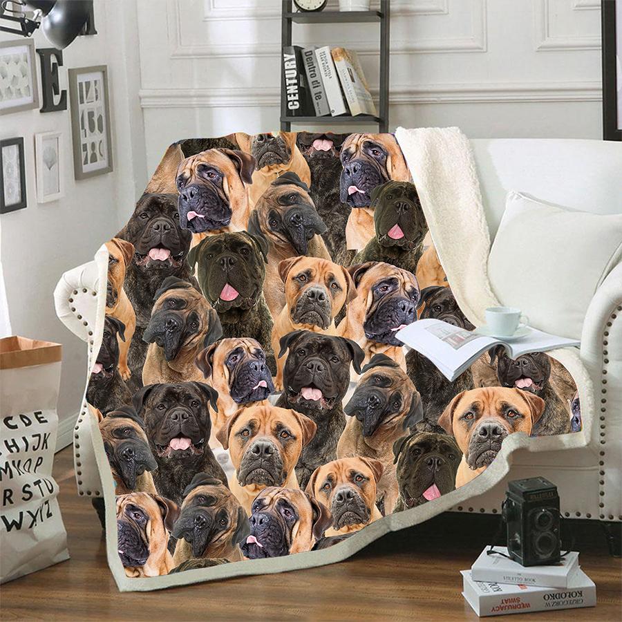 Bullmastiff A Bunch Of Dogs Blanket Design Dog Face Printed Blanket