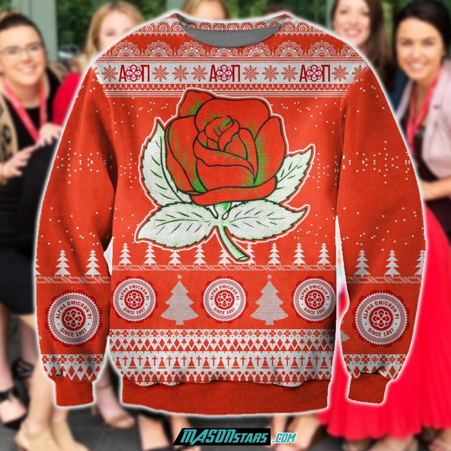 3D ALL OVER PRINT ALPHA OMICRON PI UGLY SWEATER