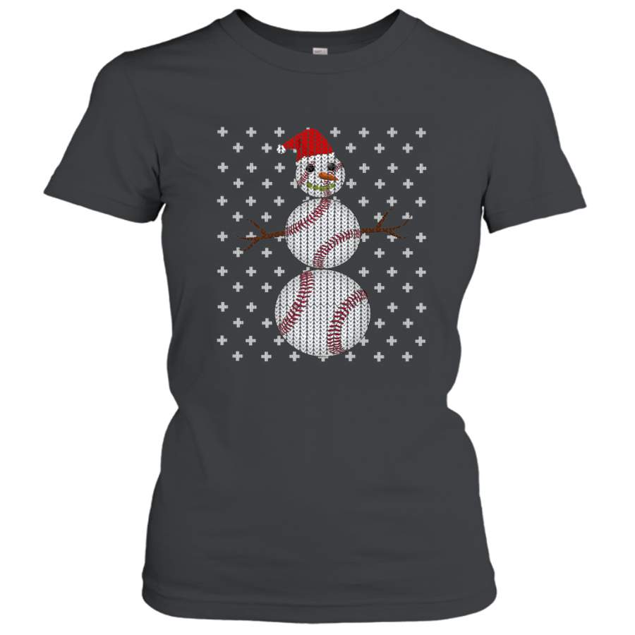 UGLY CHRISTMAS Baseball Snowman Holiday Santa Funny Men Gift Women’s T-Shirt