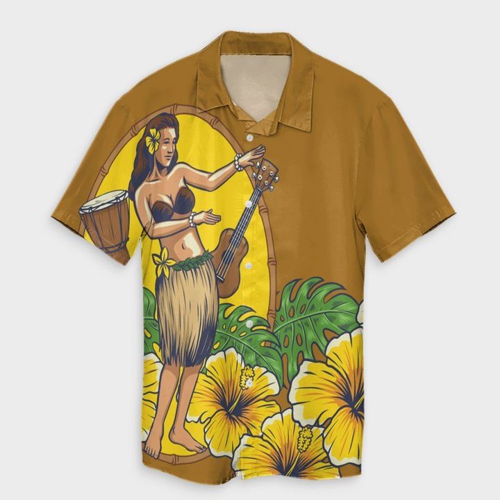 Hula Girl Monstera Hibiscus Polynesian Hawaii Shirt For Men Women Ha57001