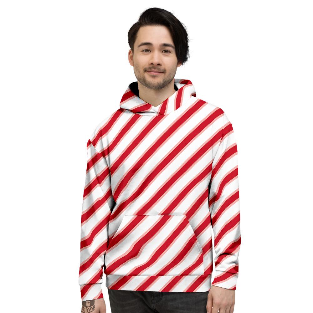 Candy Cane Stripes White And Red Print Men’S Hoodie