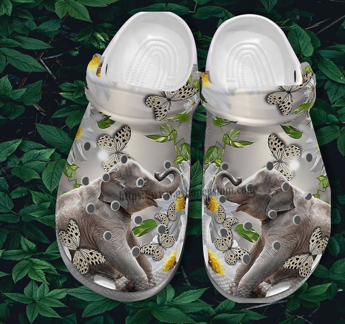 Gift Grandma Shoes Elephant Daisy Butterfly Crocs Shoes – Elephant Lover Croc Clogs Shoes Gift Mother Day 2022