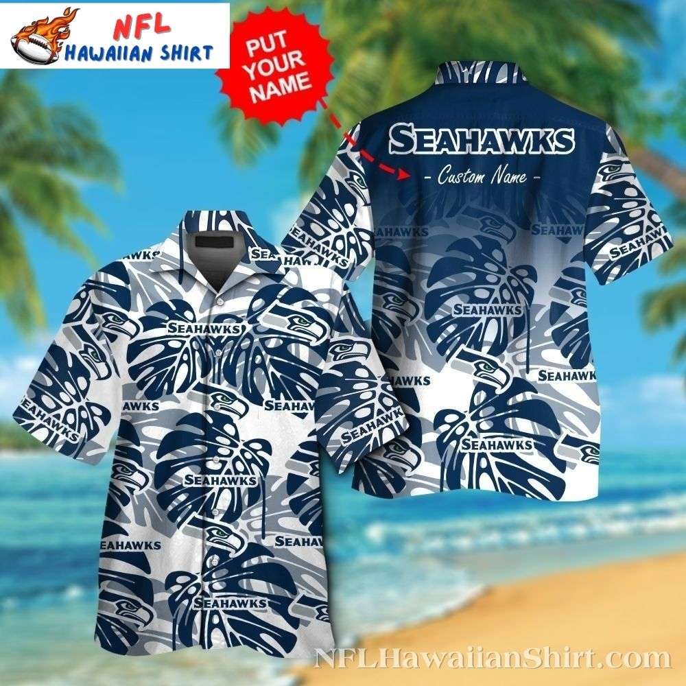 Seattle Seahawks Name Drop Personalized Hawaiian Shirt  Tribal Totem Navy Print