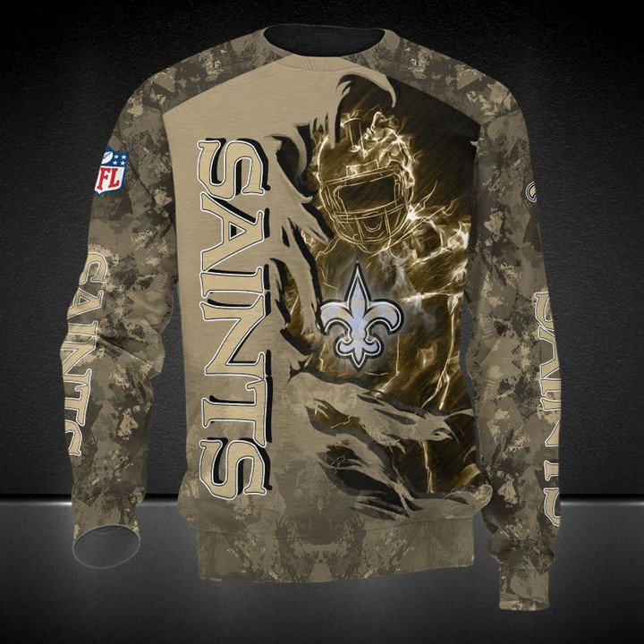 New Orleans Saints Golden Camo Scratch Player Gift For Fan Ugly Wool Sweater Christmas