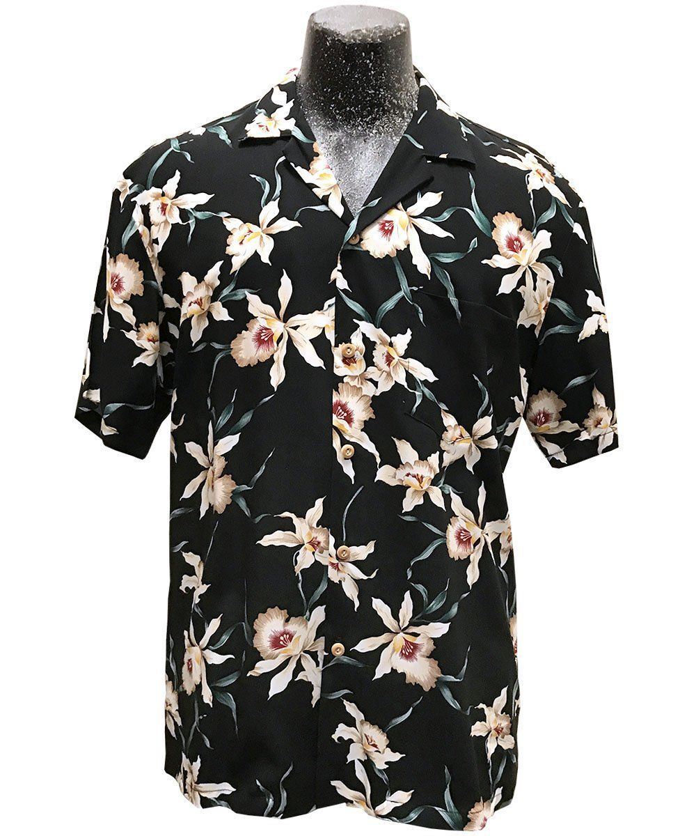Star Orchid Black Hawaiian Shirt (Magnum Pi Shirt) – Fashion Store