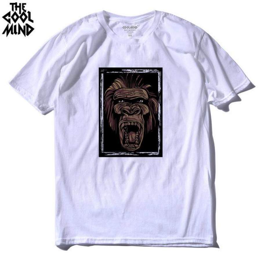 100% cotton short sleeve animal monkey printed casual o-neck knitted men T-shirt