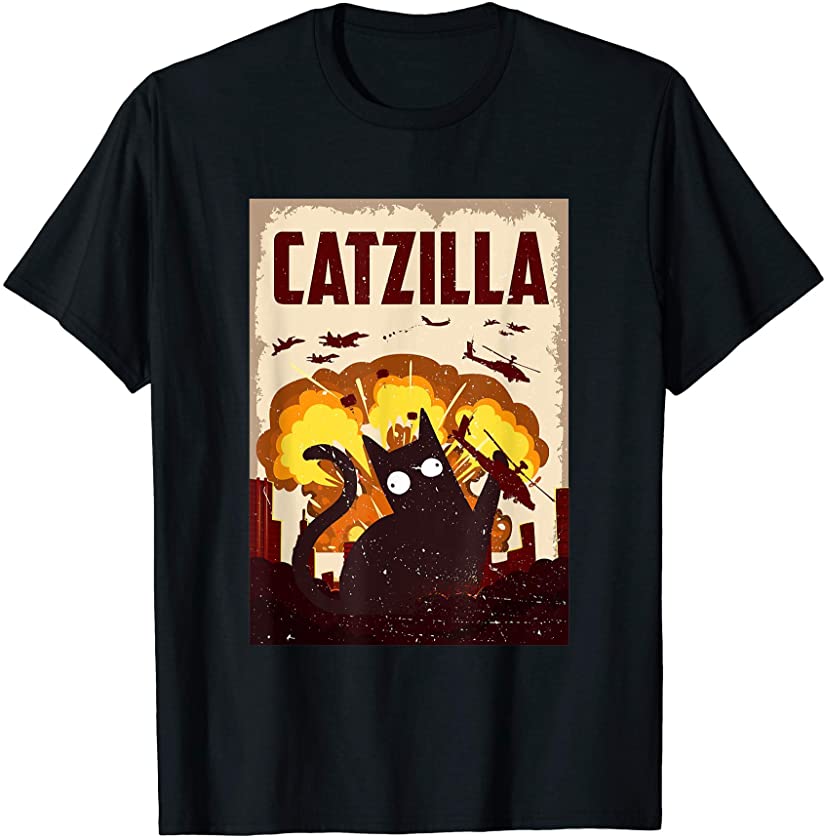 Vintage Catzilla Funny Kitten Cat Kitty Lover Meow Gift T-Shirt