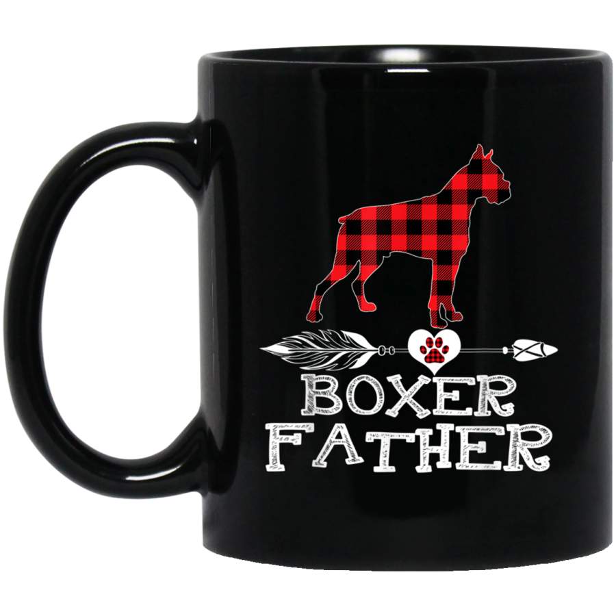 Boxer Father Red Plaid Outfit Dog Dad Heart Puppy Owner Men Mug