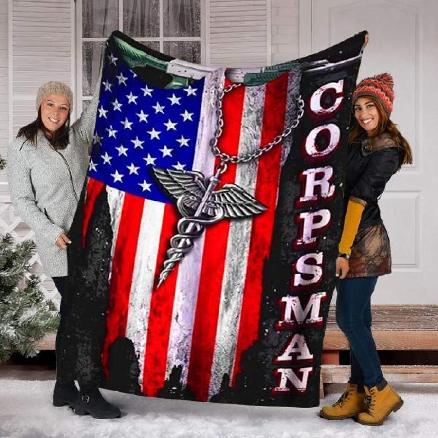 Custom Blanket CROPSMAN FLAG Blanket – Perfect Gift For Veteran – Fleece Blanket