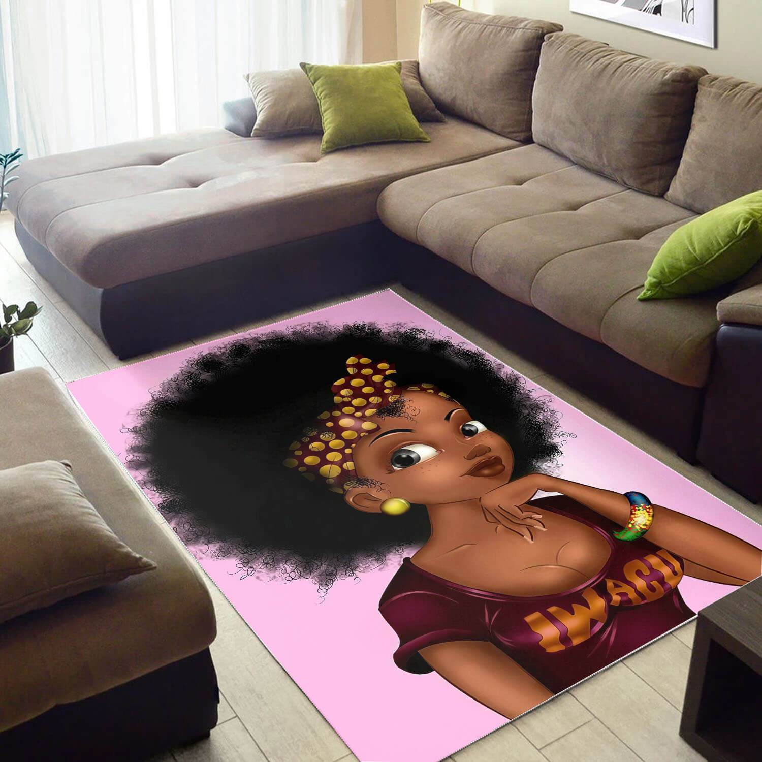 African American Rugs Pretty Black Afro Girl African American Carpet Afrocentric Themed Decor WBG46519