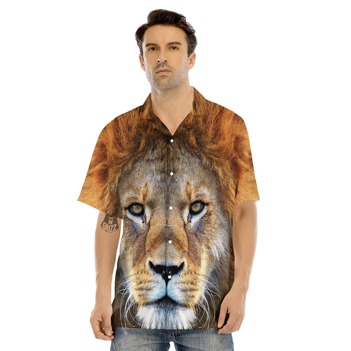 Portrait African Lion Print Men’S Hawaiian Shirt