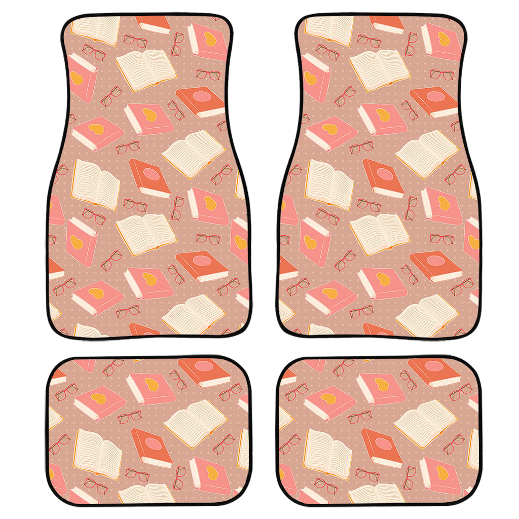 Reading Books And Glasses Pattern Print Front And Back Car Floor Mats, Front Car Mat