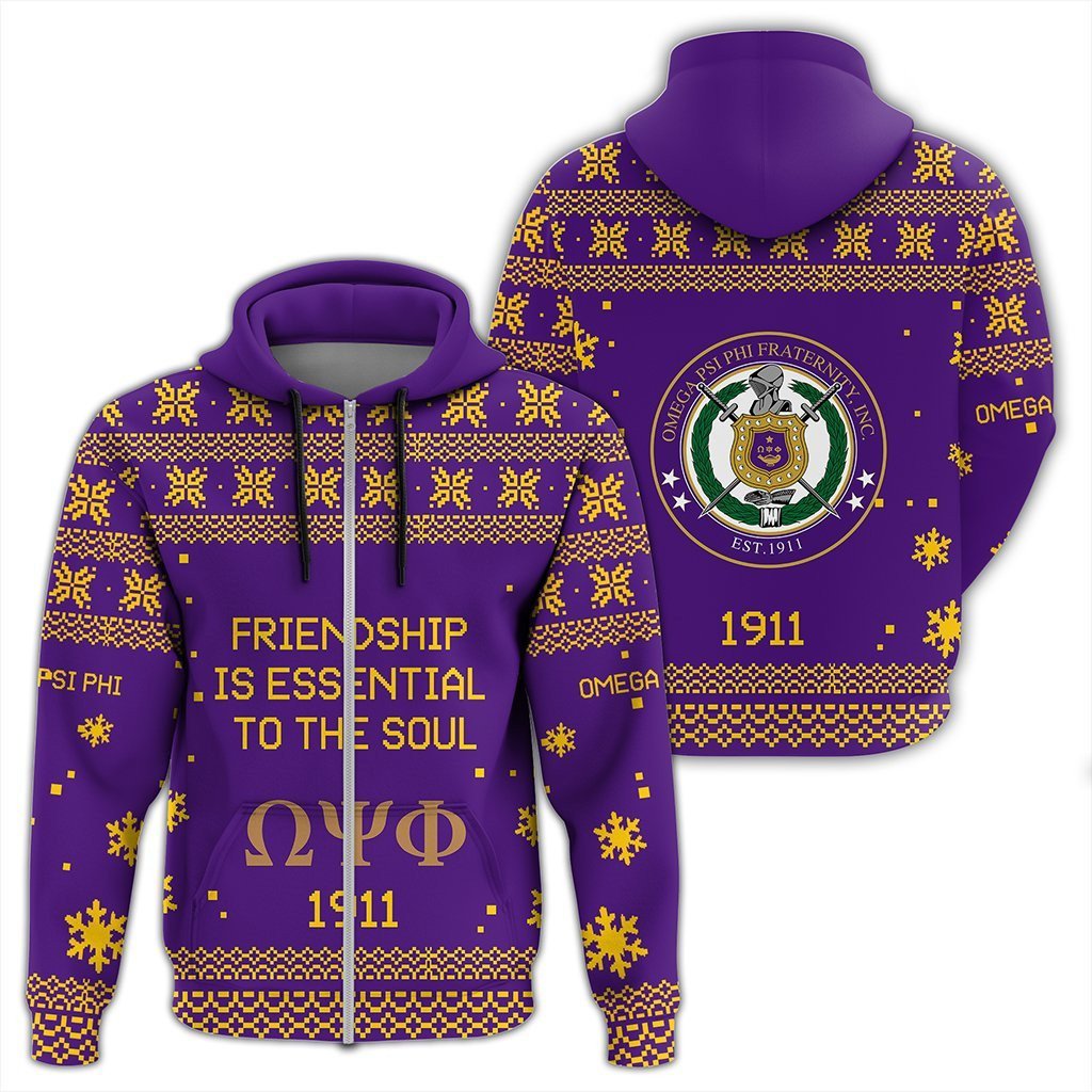 Fraternity Hoodie – Omega Psi Phi Xmas Motto Zip Hoodie