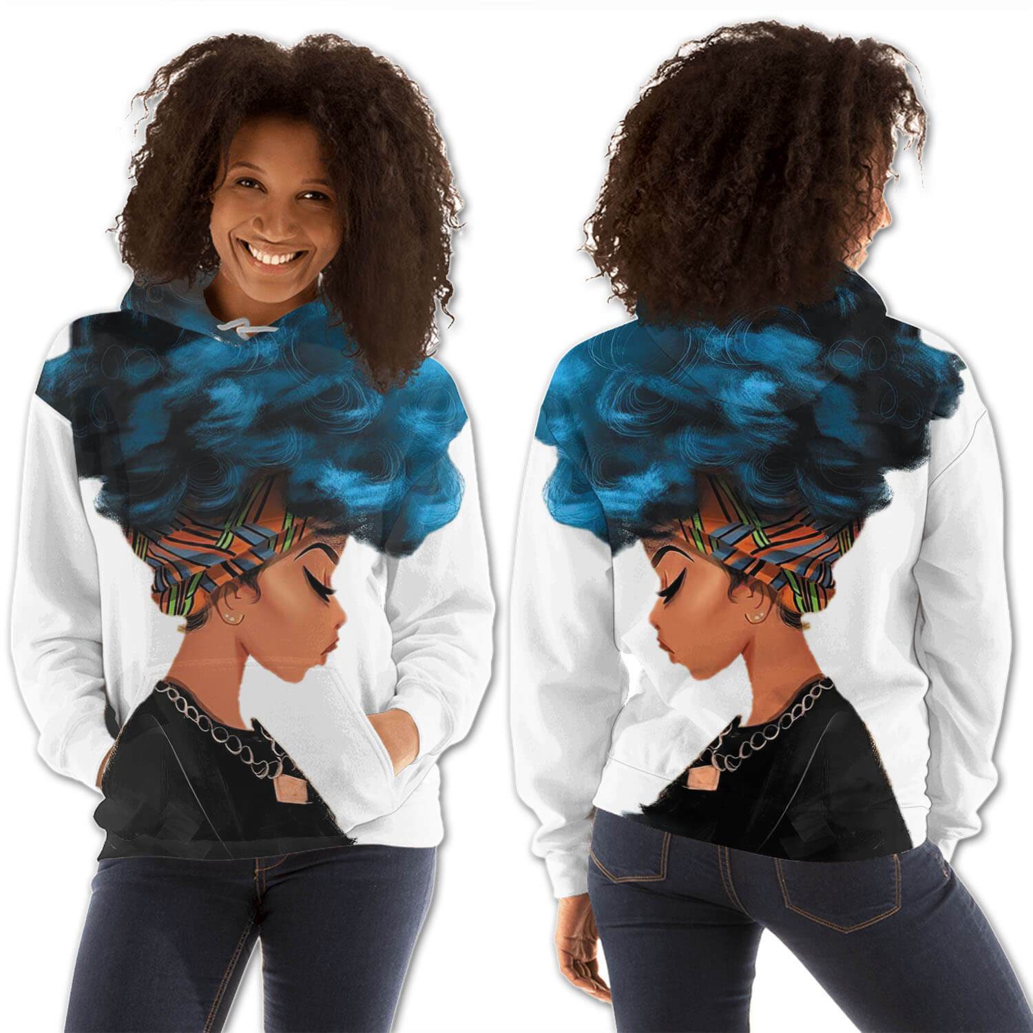 African American Hoodies Cute Afro American Woman All Over Print Womens Hooded Sweatshirt African Clothing For Women BPS08169