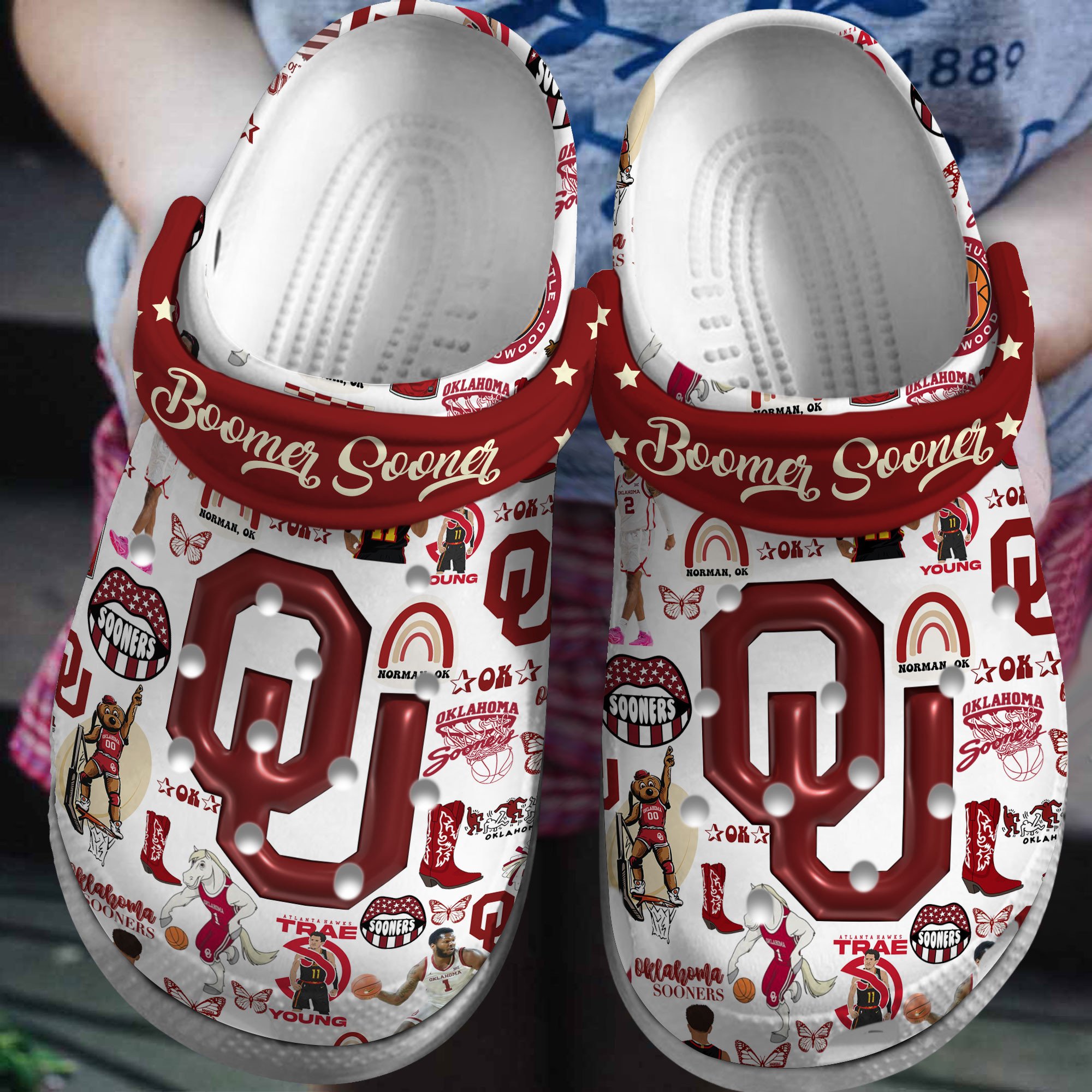 Oklahoma Sooners NCAA SportCrocss Crocband Clogs Shoes Comfortable For Men Women and Kids