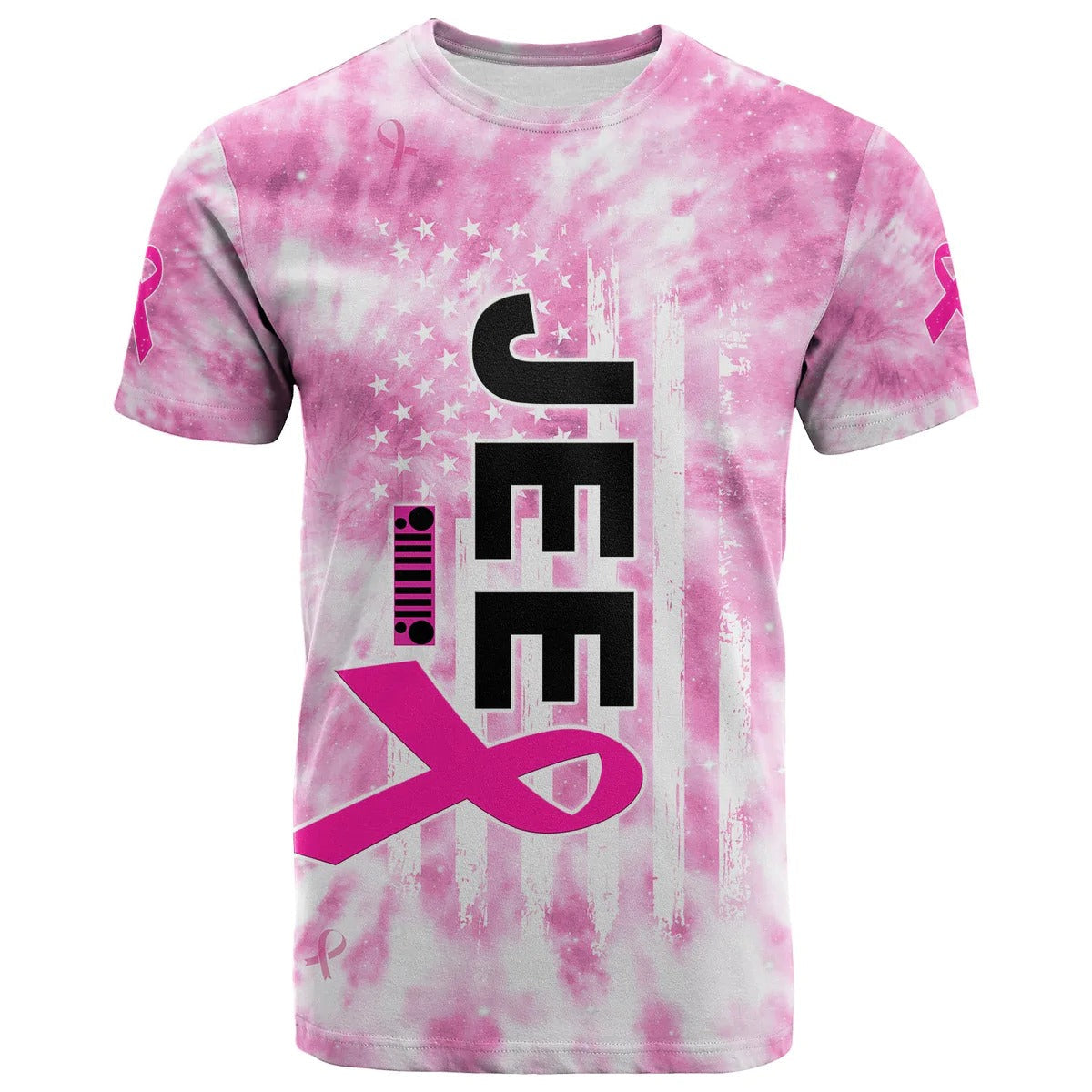 Custom Jee Car Breast Cancer 3D T Shirt Tie Dye In October We Wear Pink