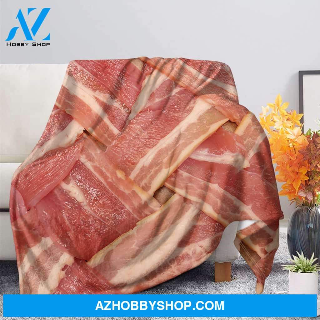 Weaving Bacon Blanket  Funny Fleece Blanket  Food Blanket Gift For Friend Family