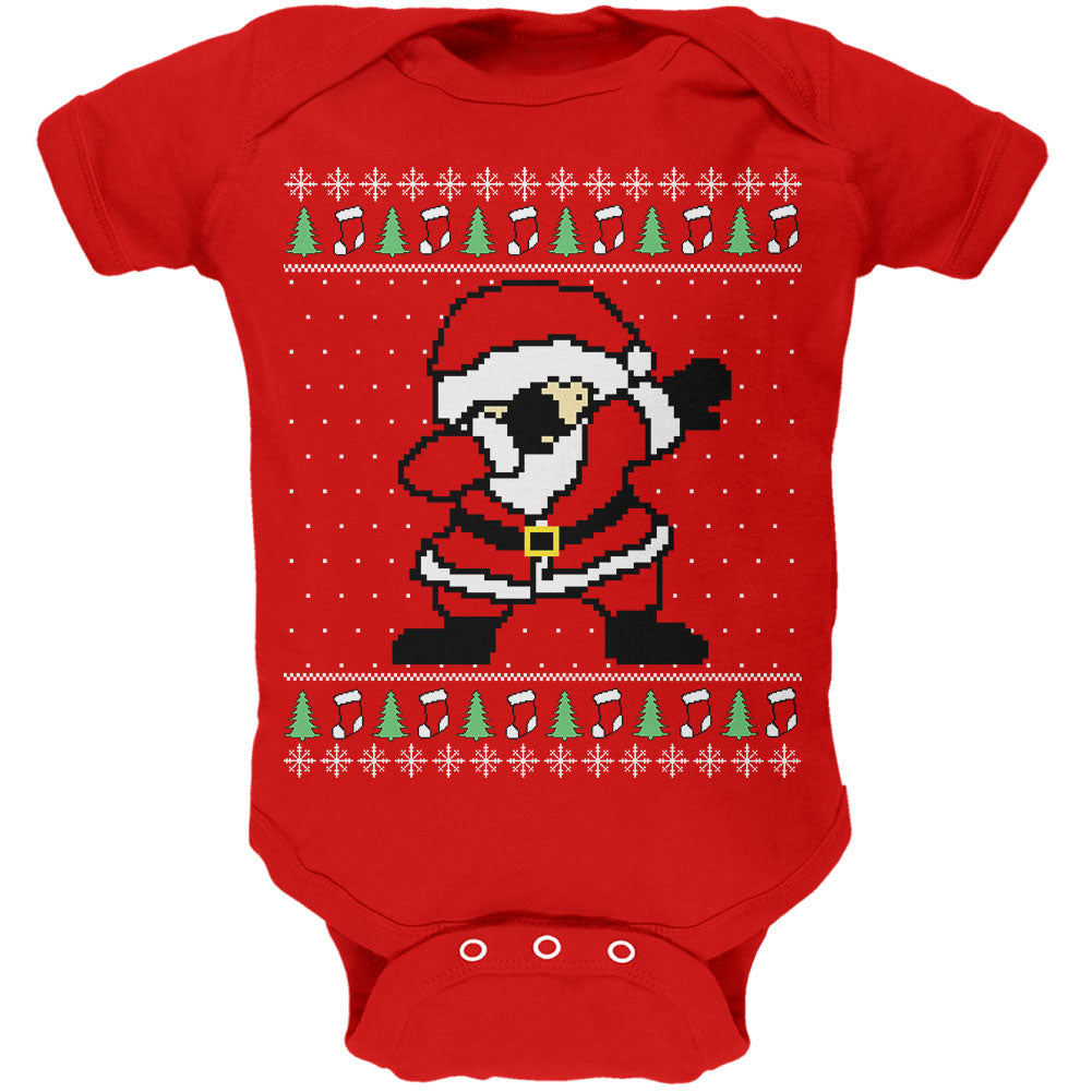 Ugly Christmas Sweater Dabbing Santa Claus Soft Baby One Piece