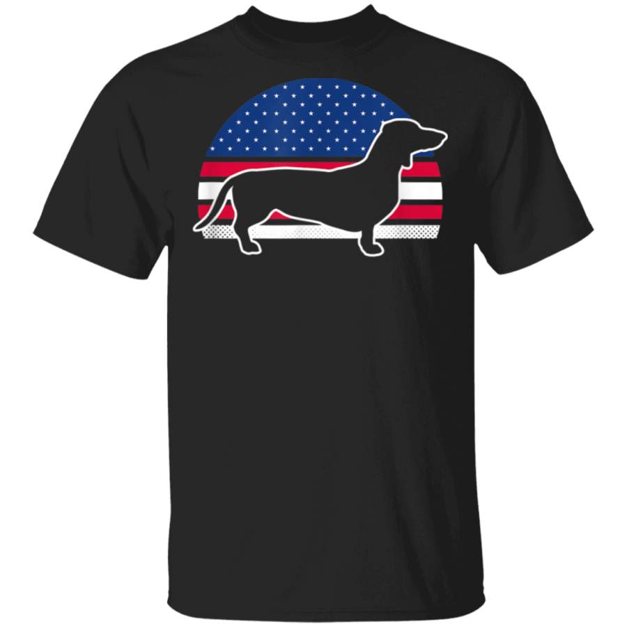 USA Dachshund Design Vintage Retro Sunset Gift TShirt