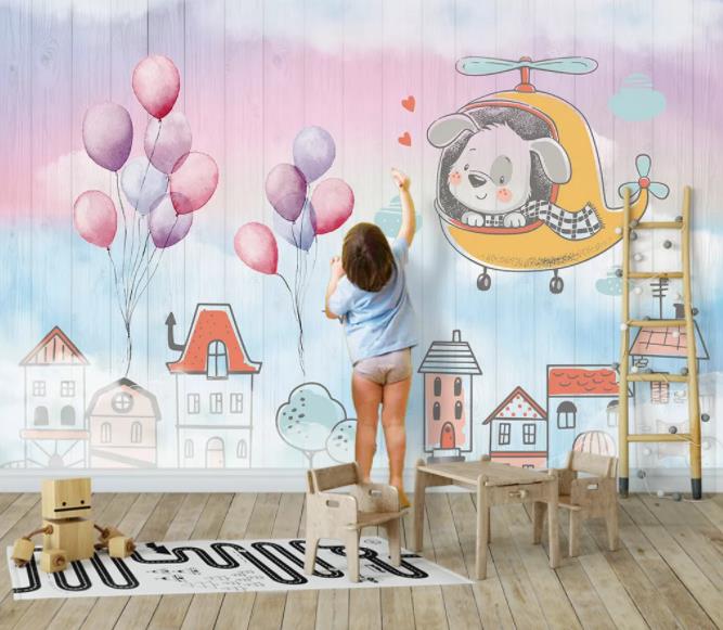 3D Color Cartoon Rabbit Background Wall Mural Wallpaperpe 448