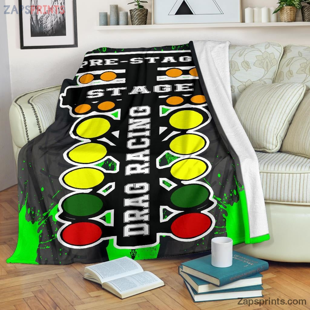 Gift For Racing Lover – Drag Racing Blanket Lime Green – Gift For Friends