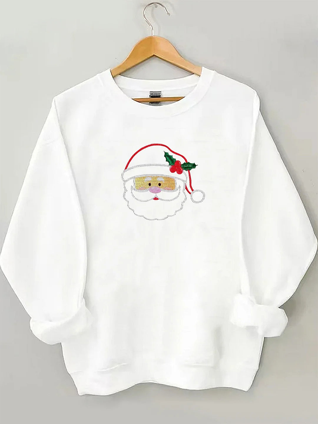 Santa Clause Christmas Embroidered Sweatshirt 2D Crewneck Sweatshirt All Over Print Sweatshirt For Women Sweatshirt For Men Sws5361