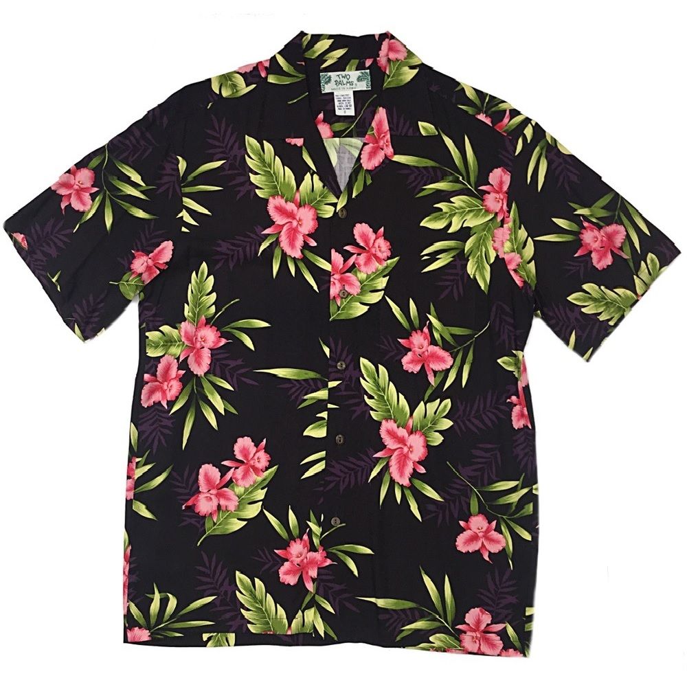 Orchid Fern Black Unique Design Hawaii Shirt Ha50460