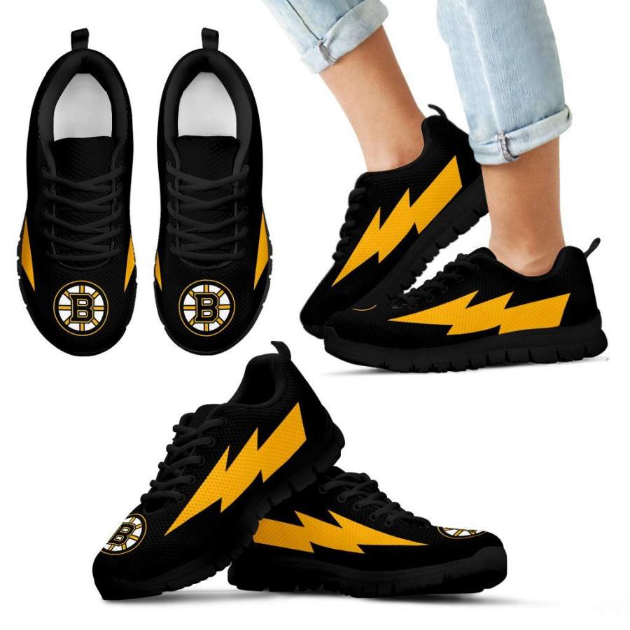 Colorful Style Boston Bruins Sneakers Thunder Lightning Amazing Logo