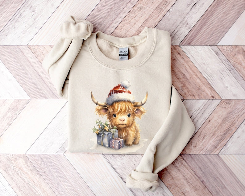 Cute Cow Christmas Sweatshirt 2D Crewneck Sweatshirt All Over Print Sweatshirt For Women Sweatshirt For Men Sws5092