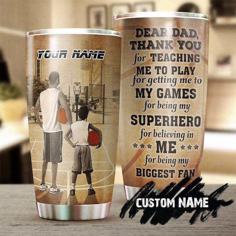 Basketball Thank You Dad Personalized Tumbler-Birthday Christmas Gift Father’S Day Gift For Dad From Son