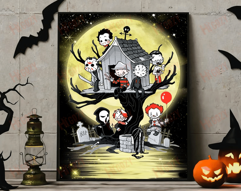 Chibi Horror Characters Friends Poster - Holdpup