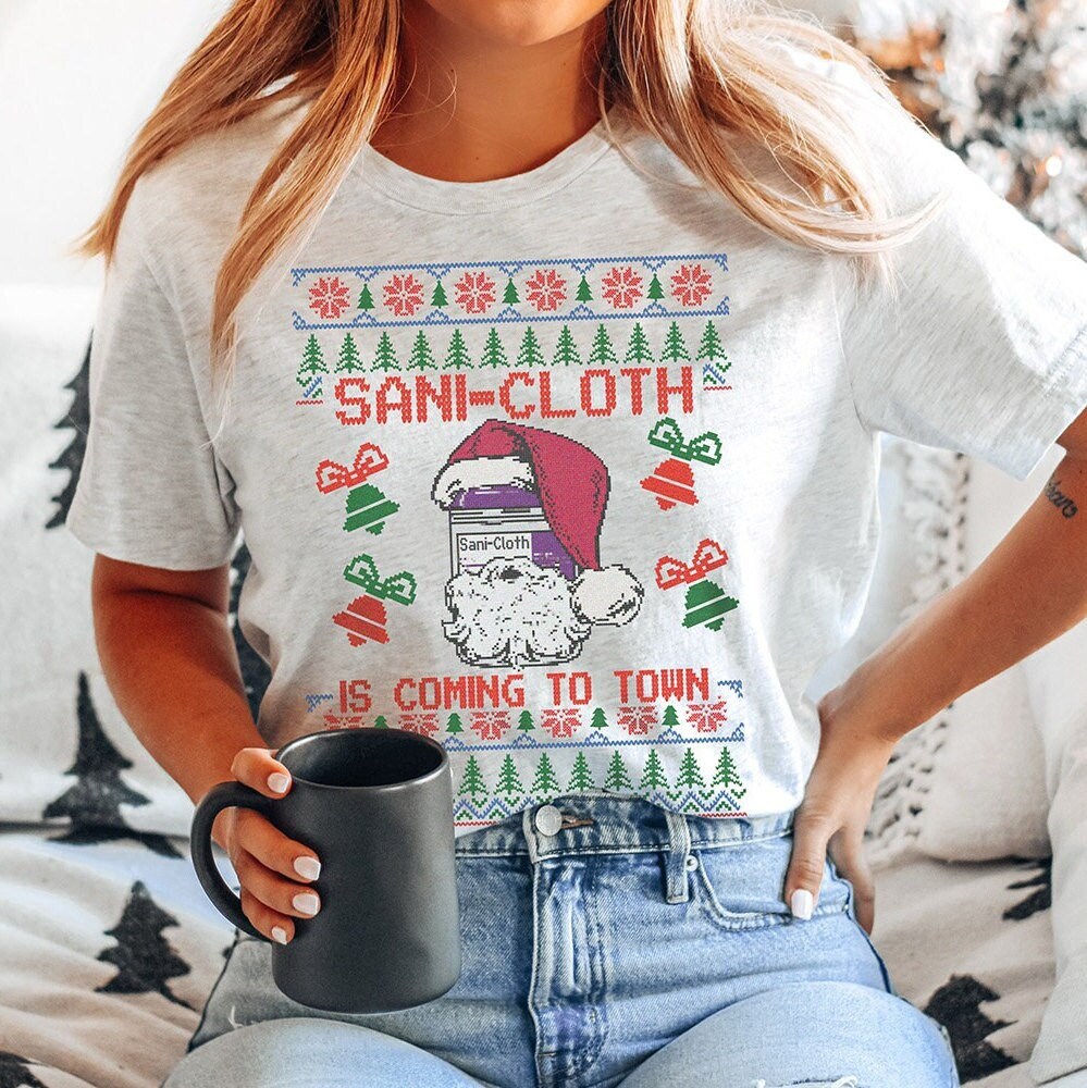 Nurse Ugly Christmas Shirt – Sani Cloth Ugly Christmas Sweater Rn Aid Tech Medical Assistant Xmas Tshirt Holiday Er Icu T-Shirt Gift