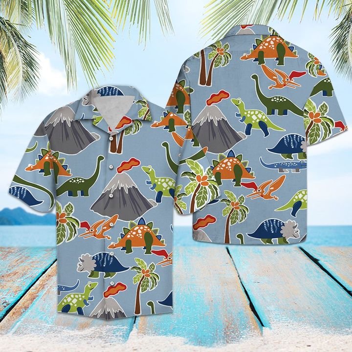 Awesome Dinosaur Hawaiian Shirt Summer Button Up For Men, Women, Couple