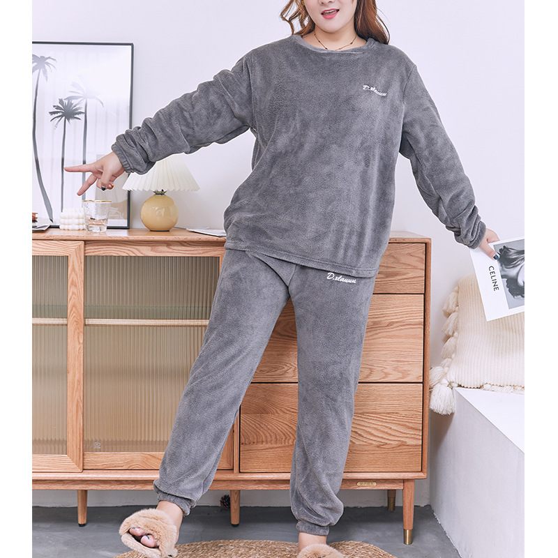 6XL Large 5XL Flannal Warm Pajamas Set Ladies’ Pyjamas Woman Nightgown Winter Home Clothes Loungwear Homewear Pajama alx