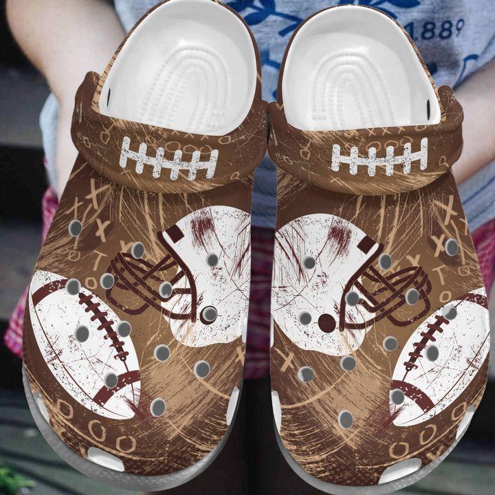 Armerican Football Personalize Clog, Custom Name, Text, Fashion Style For Women, Men, Kid, Print 3D Whitesole Armerican Football Pattern