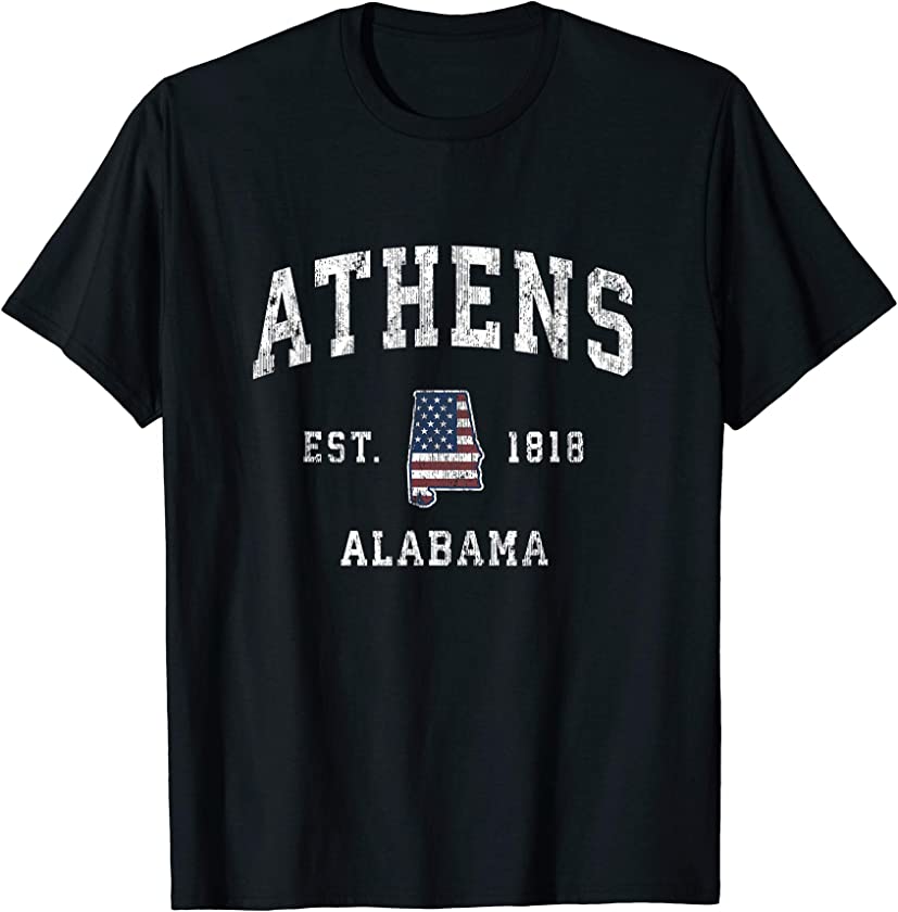 Athens Alabama AL Vintage American Flag Sports Design T-Shirt