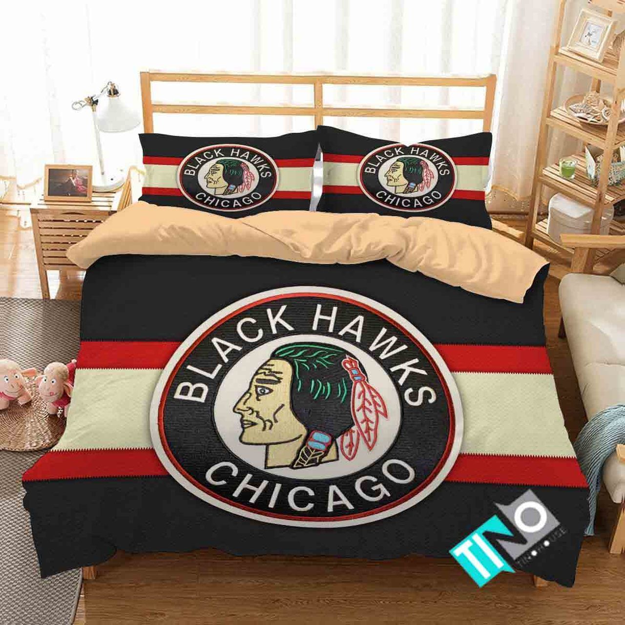 Chicago Blackhawks 1 Logo 3D Duvet Cover Bedding Sets V