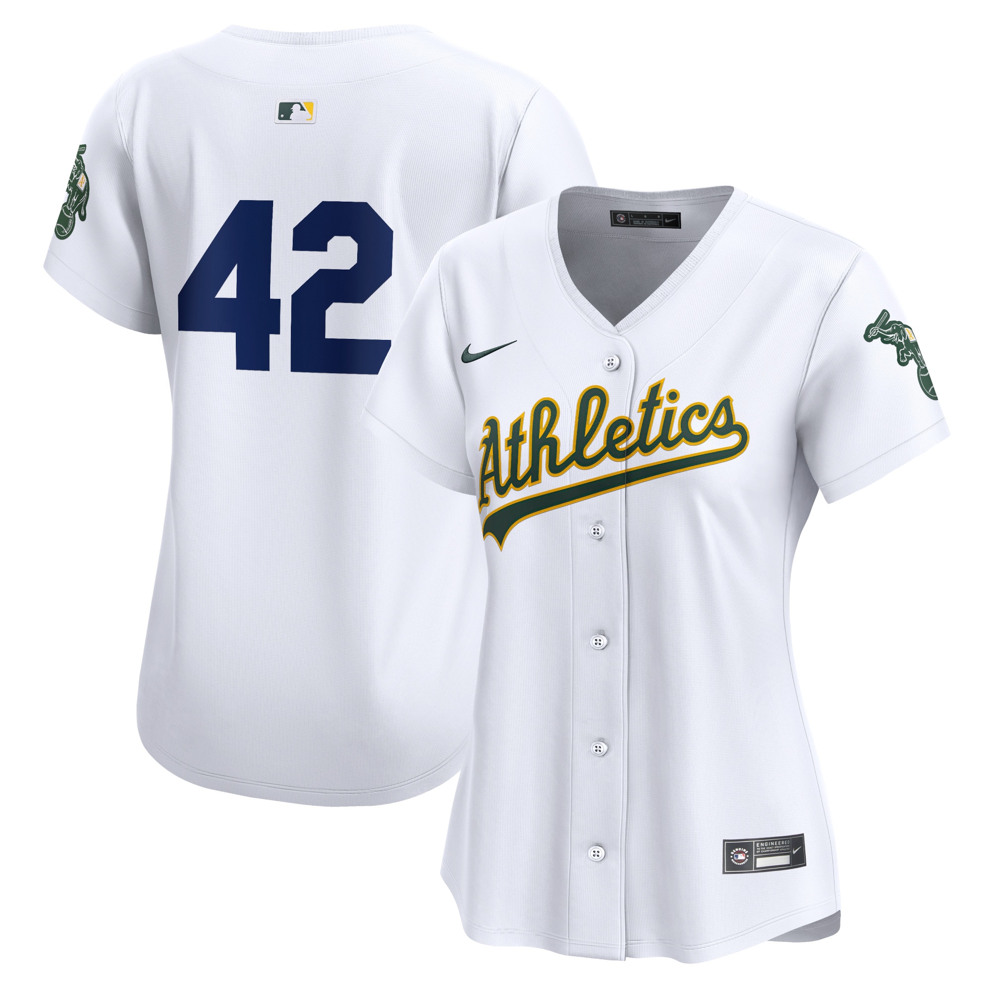 Oakland Athletics Women's 2024 Jackie Robinson Day Home Limited Jersey  White